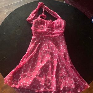 Pink and white polka dot short dress.